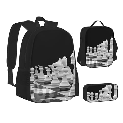 International Chess Piece Chessboard 3pcs Backpack 16 Inch Backpack Outdoor Sports Travel Backpack2