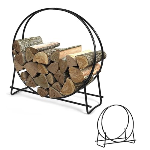 Estante de leña de acero resistente para uso en interiores y exteriores, solución de almacenamiento segura para chimeneas y troncos de hoguera