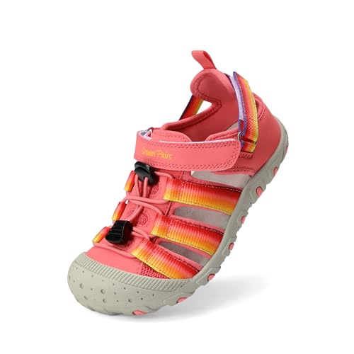 DREAM PAIRS Boys Girls Outdoor Athletic Sport Sandals Summer Hiking Beach Water Casual Closed Toe Rainbow Multicolor for Toddler/Little/Big Kids Size 13 Little Kid Red/Rainbow SKST26001K