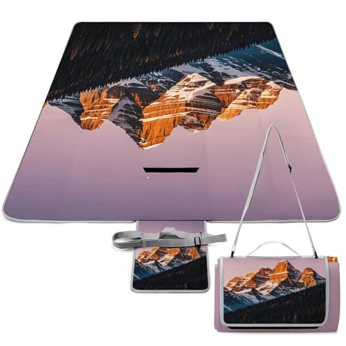 LMHLDSC Beach Blankets for Adults Waterproof Portable Foldable Rocky Mountains Outdoor Picnic Blanket Beach Mat for Camping Hiking Family Travel