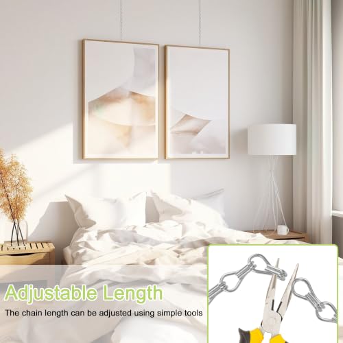 Image of Picture Rail Hooks and Chain, 10Pcs Hooks with 30CM Chains, Silver