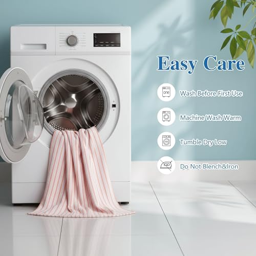 Image of Cortina Stripe Printed Towels for Bath (70 x 140 cm) 380 GSM Microfiber, Ultra Soft, Highly Absorbent & Quick Dry for Gym, Beach & Bathroom Towels for Men, Women & Kids (Orange Small Stripe)