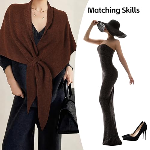 Pashmina Shawl Wraps for Women, Knitted Cashmere Sweater Shawl Top Casual Versatile Scarf for All Seasons4