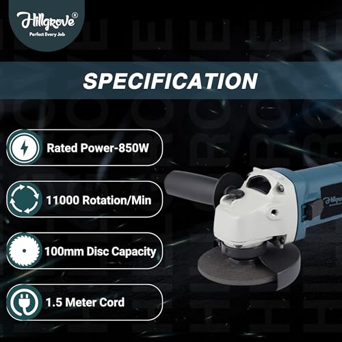 Image of Hillgrove HGCM1386M2 100% Copper Winding 10mm Drill Gun Drilling Machine Kit Set with 4 inchinch Hand Angle Grinder Wall Cutter Grinding Glender Cutting Machine