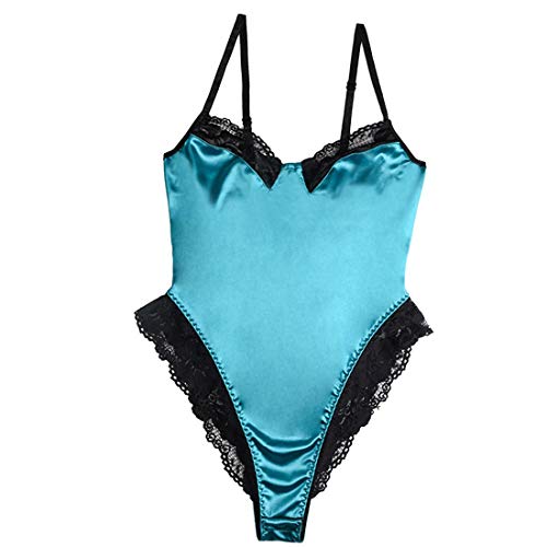 Ounice Women Sexy Lingerie Lace Sling Bodysuit Underwear Jumpsuit Pajamas Teddy S-XL (Green, S)