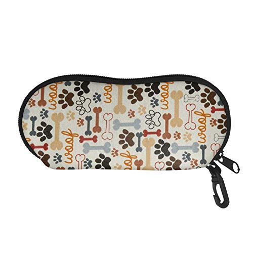 Joaifo Cute Dog Paw And Bones Print Sunglasses Soft Case Portable Eyeglasses Holder With Belt Clip,Lightweight #TOP1