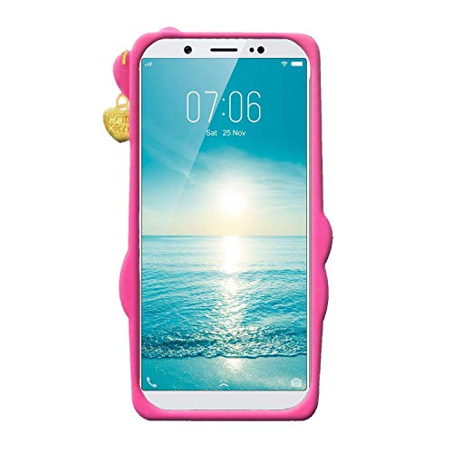 Image of Unirock Hello Kitty Back Case Cover for Vivo V7| 3D Cute Hello Kitty Case |Soft Silicone Rubber Back Cover with Pendant Kitty Cover for Vivo V7 (Pink)