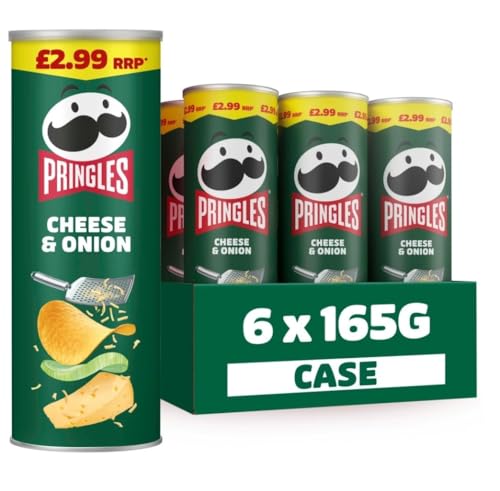Pringle's Crisps Cheese & Onion 6 x 165g Tubes - Fun Snack