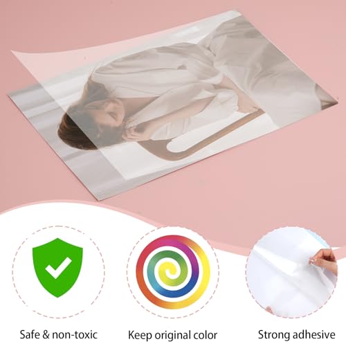 Laminierfolien A4 Mit Schaber, 20 Stück Laminierfolie A4, Transparent Wasserdichte Selbstklebende Laminierfolien, für Verschließen von Fotoaufkleber Kartenverpackungen