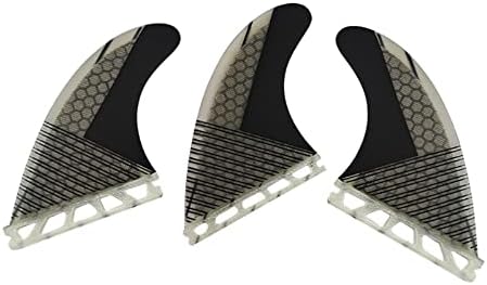 TOPWAYS Surfboard Fins, Surfboard Future Fins Tri Fin Single Tab Fiberglass+Honeycomb Surf Future/FCSII G5 M Size Thruster Fins Set