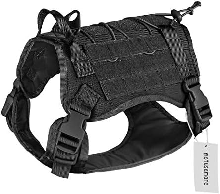 Motusamare Service Dog Vest Training Hunting Molle Nylon Water-Resistant Military Patrol Adjustable Comfortable K9 Tactical Dog Harness with Handle (Camouflage)