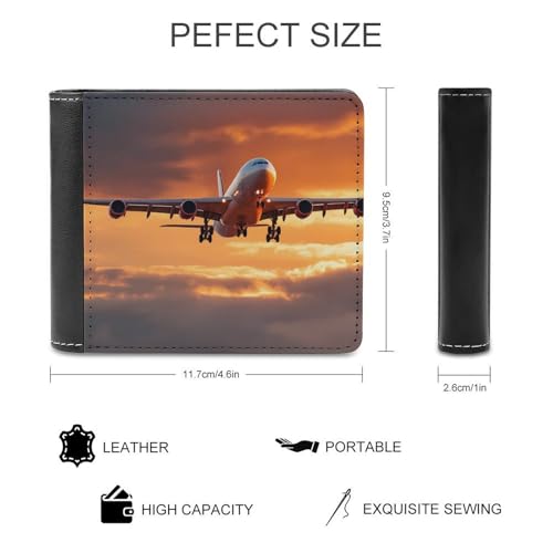 Flying Plane Airplane Sunset Small Bifold Wallets for Men Slim Front Pocket Purse with Multiple Credit Cards Holder2