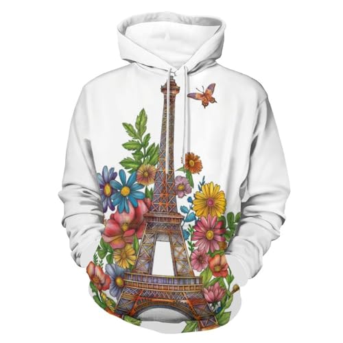 Sweat à Capuche Fleur Papillon Imprimé Poétique Manches Longues