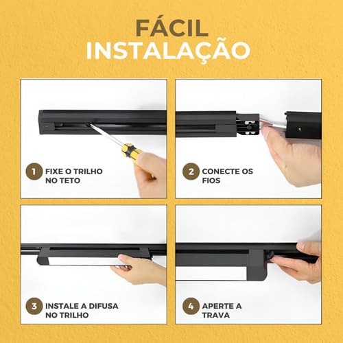 Luminária De Led 15w Linear Difusa P/Trilho Eletrificado