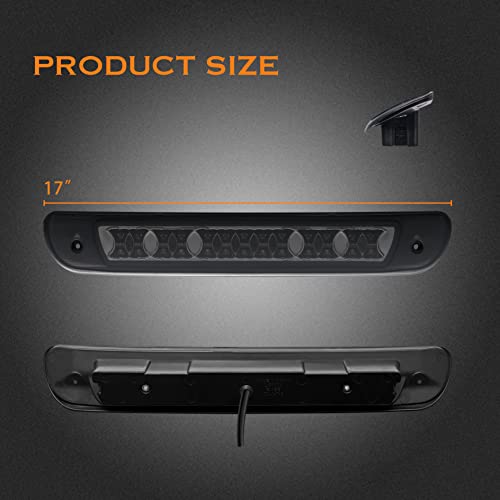 Image of Third 3rd Brake Light, LED High Mount Stop Light Replacement for 2000 2001 2002 2003 2004 2005 2006 Toyota Tundra, Rear Center Cab Roof Tail Cargo Lamp, Smoke lens