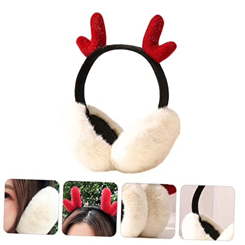 1pc Plush Antler Design Earmuffs for Warmth Adorable Ear Cozy Visual Effect Soft Material for Cold Weather for Girls and Festive Occasions2