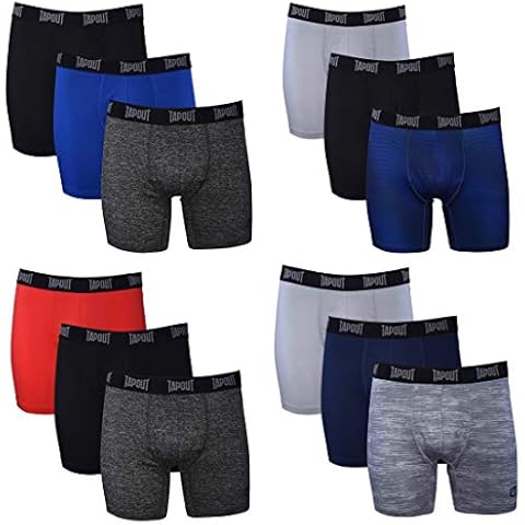 TAPOUT Mens Performance Boxer Briefs - 12-Pack Athletic Fit Breathable Tagless Underwear S-5XL Regular or Plus Size Cover