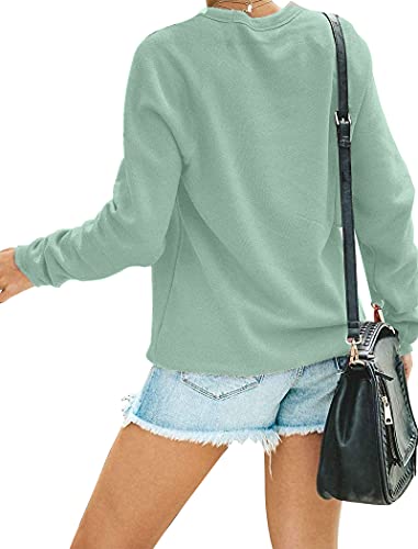 Mousya Women Dog Mom Sweatshirt Dog Mama Pullover Cute Dog Paw Graphic Tee Funny Letter Print Long Sleeve Shirt (Medium, Light Green) #TOP2