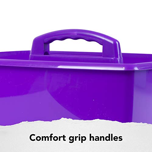 Image of Storex 2-Compartment Large Craft Caddy - Multipurpose Classroom Organizer with Handle, Purple, 1-Pack (00955C06C)