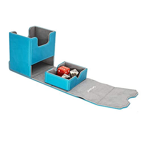 Zoopin Leather Deck Box With Built-In Spinning Life Counter, Cyan For Mtg,Yugioh,Pokeman,Tes Legacy,Munchkins Ccg Decks And Also Small Tokens Or Dice- Hold 100 Sleeved Cards Or 150 Naked Cards … #TOP2