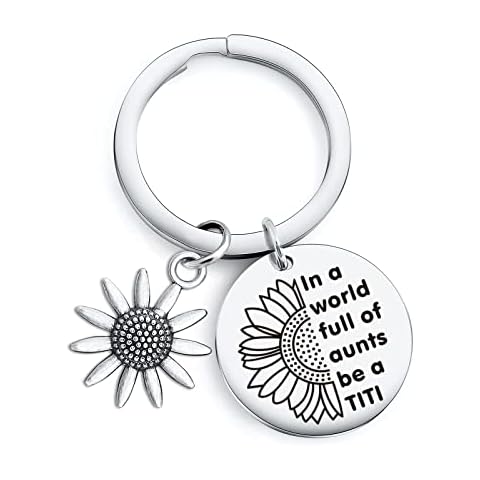NOTHERS RSZOTW TITI Jewelry Best Aunt Ever Keychain Aunty Keychain Auntie Jewelry Aunt Appreciation Gift Best Auntie Best Gift Sunflower Lover Gift TITI Birthday Keychain Sunflower Jewelry Cover