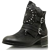 mjus stiefel sale Nieten Mjus Damen Stiefeletten Stiefel Biker Boot Schlupfstiefel 743215 0201 (36 EU, schwarz)