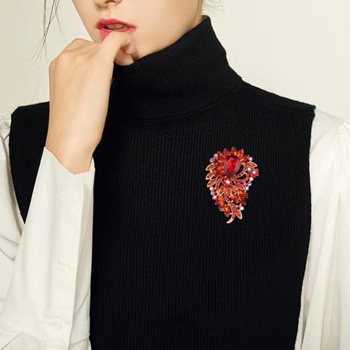 Image of SELOVO Big Large Flower Statement Brooches Pins Scarf Decoration Gold Tone