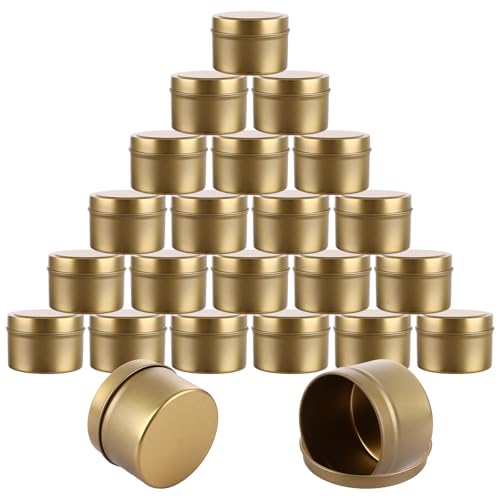 LOPYXBR 24 Pcs Gold Candle Tins 4oz, Candle Jars with Lids 4oz Candle Tins for Candle Making, Metal Empty Candle Containers for Candle Making Supplies, Arts, Crafts, Storage - Gold (150ml/4oz)