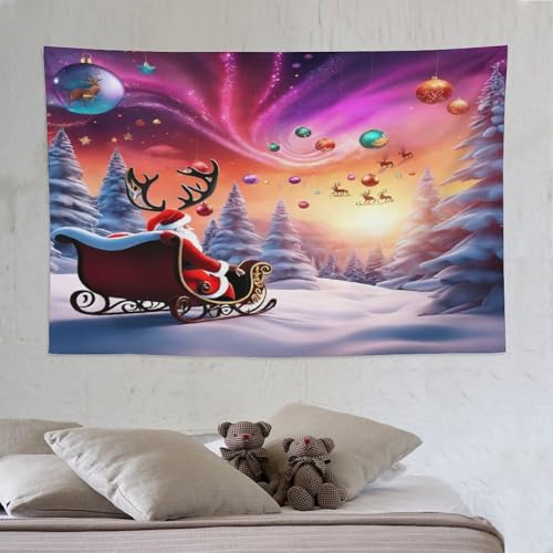 Tenture de Noël en tissu imprimé grand format 150x230 pour décoration murale