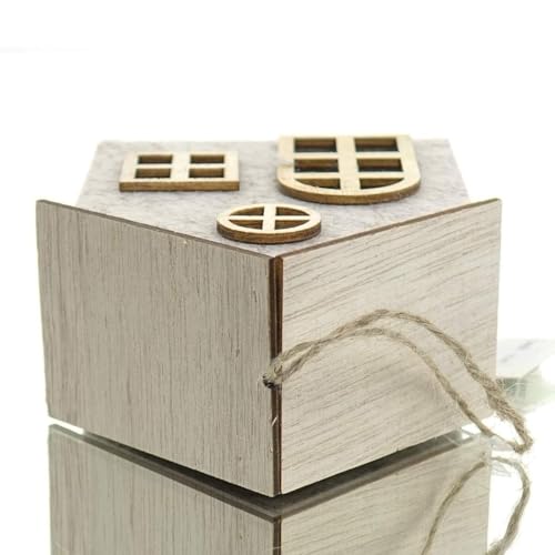 GASPER Deko-Haus Anhänger Grau-Beige meliert 12 cm - Filz & Holz