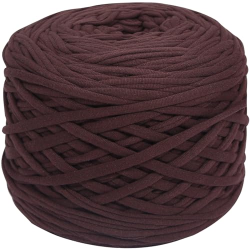 SIMEIQI 400g T-Shirt Yarn, 130 Yards Elastic Fabric Crochet DIY Coffee
