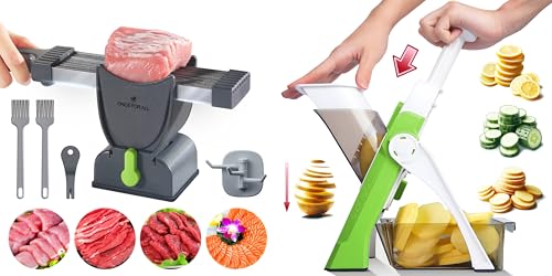 ONCE FOR ALL Safe Fresh Meat Slicer Plus Black & Vegetable Slicer Green