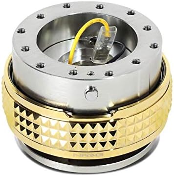 NRG (SRK-210GM-CG) Gunmetal Body/Chrome Gold Ring Gen 2.1/Pyramid Series Steering Wheel Quick Release Adapter 6-Hole