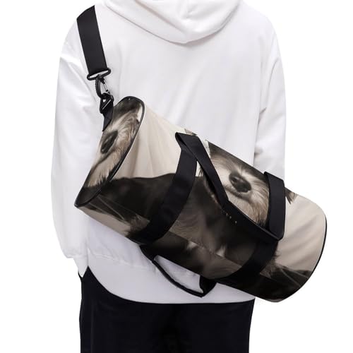 Cute Schnauzer Gym Bag for Men Women, Sturdy Oxford Cloth Travel Bags with Removable Shoulder Strap, Waterproof Duffel Bag for Fitness, Travel, Yoga 6