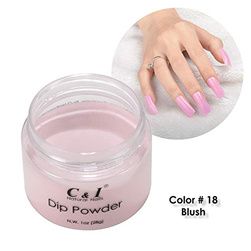 C & I Dip Powder Tauchen Pulver, Farbe # 18 Erröten, Gelnägel Effekt, Pulver für Nagellack, Lila Farbsystem, 1 oz / 28 g – Bild 2