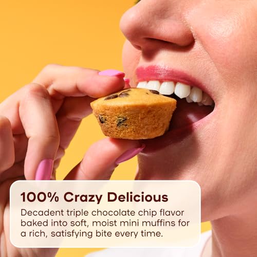 Muffinful Triple Chocolate Chip Mini Muffins – Bakery Fresh Bite-Sized Treats – 60 Muffins Total (15 Packs of 4) – Less Sugar, Nothing Artificial, Individually Wrapped — view 4