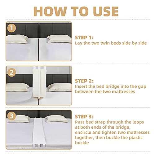 VINILITE Liebesbrücke für Matratzen 200x30cm Bettbrücke mit 6 Buckles Fixiert Spanngurten Matratzenverbinder Bettritzenfüller Ritzenfüller für Familien & Paare - Image 7