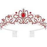 Tiaras for Women KICOSY Birthday Crown for Girls Princess Tiara with Comb Headband Quinceanera Crowns Wedding Bridal Hair Accessories Red