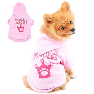 PAIDEFUL Hooded Pink Dog Shirts for Small Medium Dogs Cats Girls Crown Spoiled Princess Soft Cotton Tee Shirt Breathable Tank Tops Puppy Chihuahua Yorkie Clothes Pet Apparel Wearing Outdoor