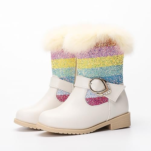 IWIHMIV Toddler Girl Winter Boots Girl Snow Boots Kid Riding Shoes Snow Boots Winter Boots Kids Boots Warm Mid Calf Boots3