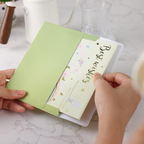 Granhoolm Lot de 50 enveloppes A6 vertes nacrées scintillantes de 10 x 15 cm, enveloppes en papier nacré A6, enveloppes pour cartes cadeaux, enveloppes de 10 x 15 cm pour invitations (12,1 x 16,5 cm) – vue 5