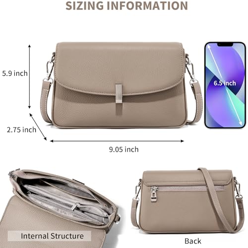 Image of Genuine Leather Crossbody Bags for Women Small Cell Phone Purse Bag Wallet Shoulder Handbags with Adjustable Strap