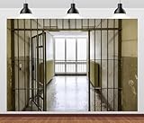 CORFOTO 7x5ft Old German Jail Interior Backdrop Prison Cell Backdrop Murder Crime Theme Party Backdrop Prison Corridor Police Cell Mugshot Photography Background Photo Booth