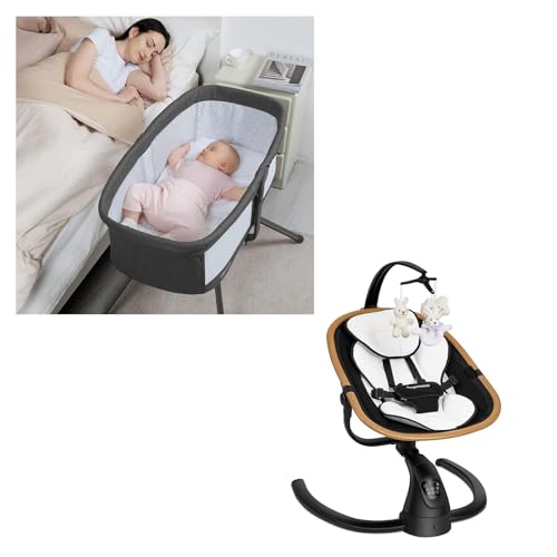 ANGELBLISS Baby Rocking Bassinet & Swing with Cry Detection