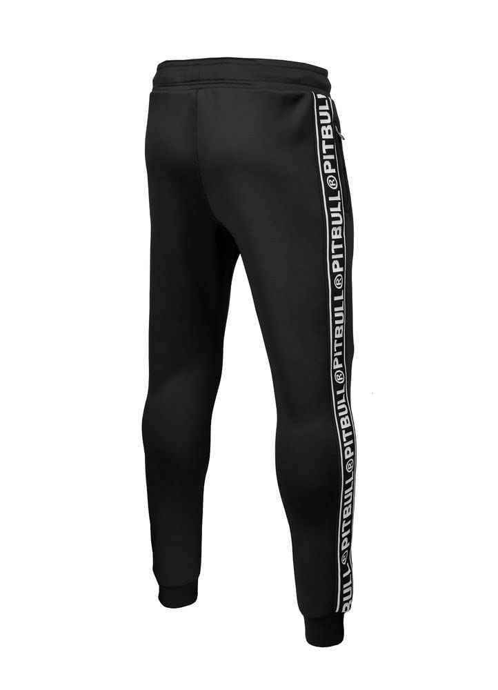 PITBULL - Pantalon Chandal Hombre Oldschool Tape Logo, Pantalón Chándal Entrenamiento, Pantalones Deportivos Hombres Regular Fit, Pantalones Chandal Largos, Sweatpants Men