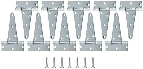 HOME MASTER HARDWARE 5 in Heavy T Hinges Zinc Plated Shed Storage Gate Barns Tee Hinges with Screws 10 Pack