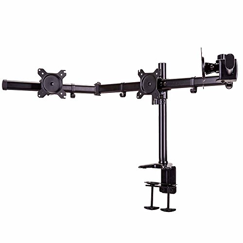 Lumsing Triple Arm LCD LED Computer Screen Monitor Desk Mount Bracket Stand for 15"-27" Screens VESA 75x75mm 100x100mm with C-Clamp