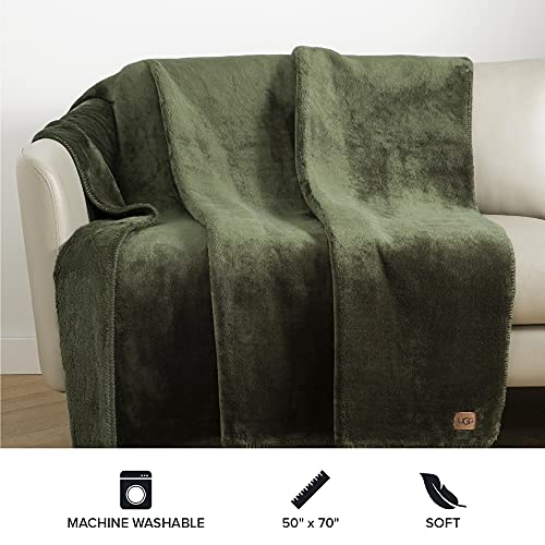 Ugg 18963 Whitecap Plush Flannel Oversized Reversible Fleece Throw Blanket Luxury Lightweight Comfortable Cozy Hotel Style Machine Washable Soft Luxurious Blankets, 70 X 50-Inch, Forest #TOP4