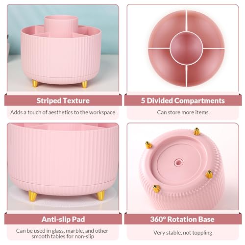 SKYDUE 360 Rotating Multipurpose Organizer - Cute Rotating Pen Holder with 5 Slots for Art Supplies, Office, School, Home by SKYDUE - Image 6
