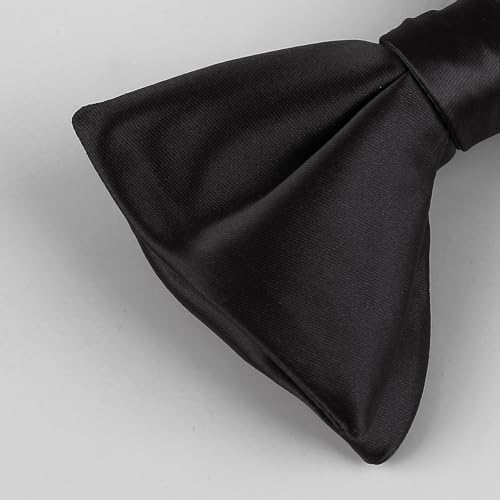 Image of Alizeal Mens 4pcs Formal Solid Bow Tie Set | Pre-tied Pocket Square Cufflinks Boutonniere for Wedding Everyday Use